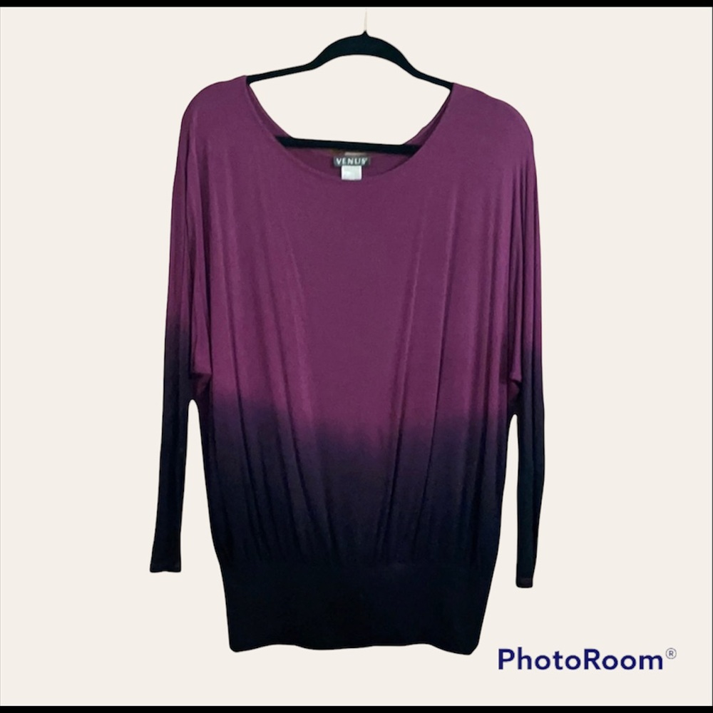 🐼 Venus scoop neck dolman long sleeve ombré purple black size small EUC